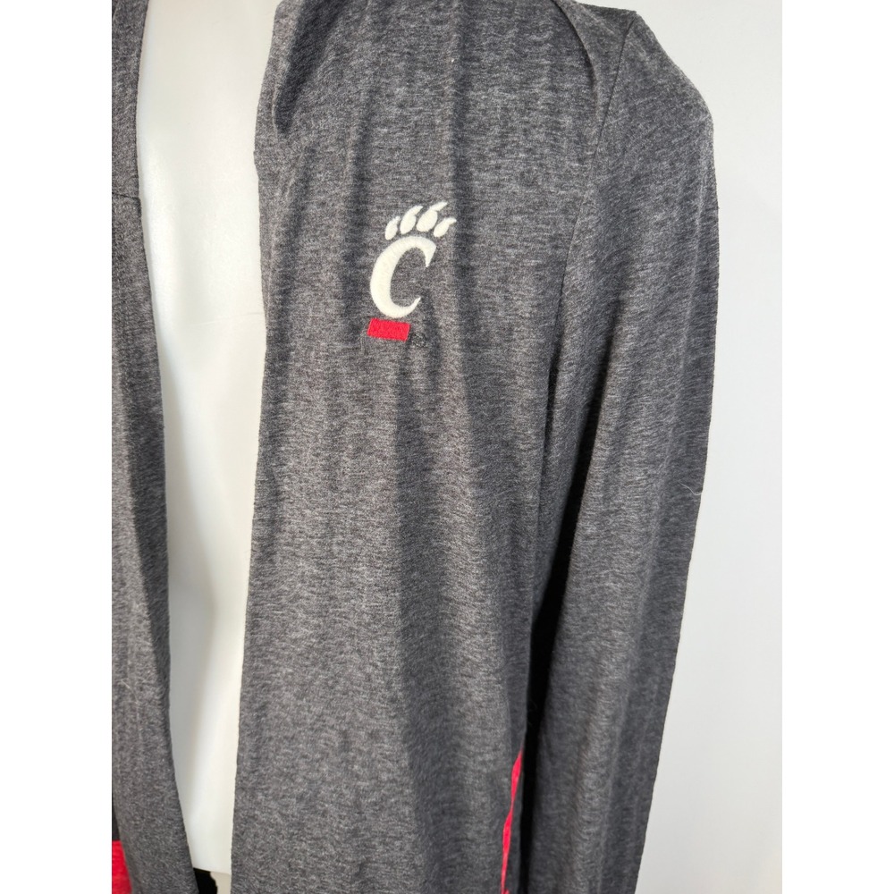 Colosseum Cincinnati Bearcats Womens Large Gray Red Hooded Open Front Cardigan - Picture 2 of 9